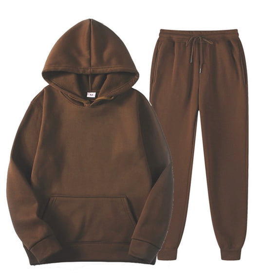 CONFREE Mens 2 Peice Sweatsuit Casual Men's Jogging Tracksuit Set Solid Pullover Hoodies Pants Warm Fall Winter Sweat Suit for Men