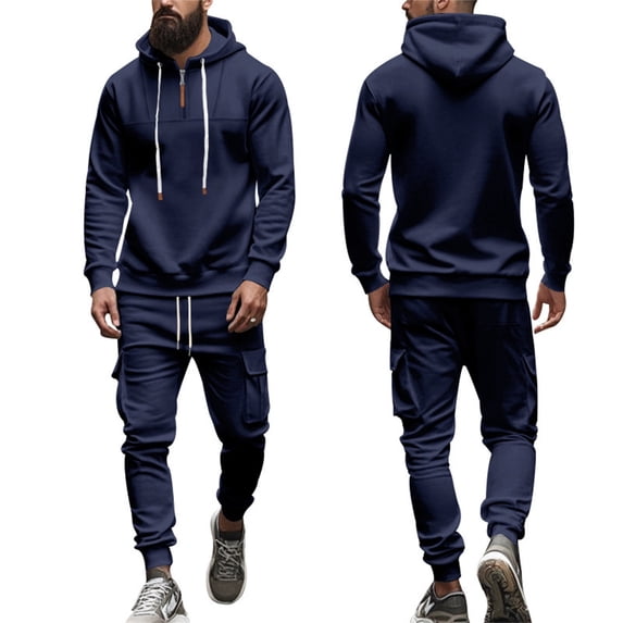 CONFREE Mens Sweatsuit 2 Peice Sets Casual Men's Jogging Tracksuit Set Solid Pullover Hoodies Pants Athletic Sweat Suit for Men