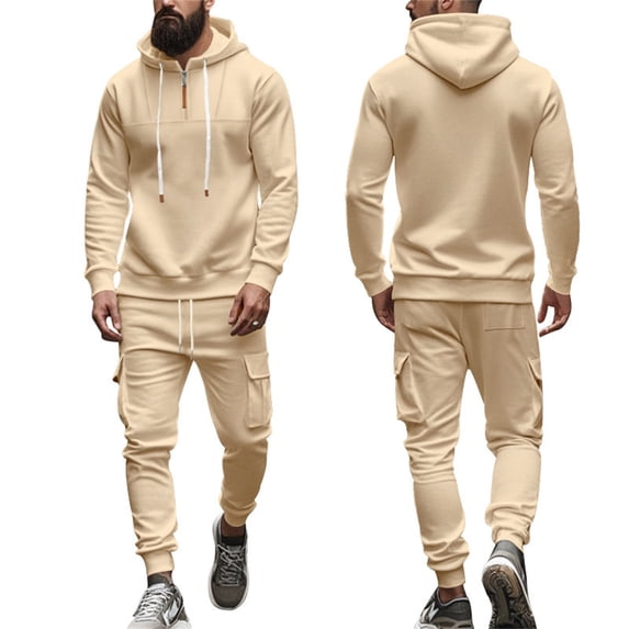 CONFREE Mens Sweatsuit 2 Peice Sets Casual Men's Jogging Tracksuit Set Solid Pullover Hoodies Pants Athletic Sweat Suit for Men