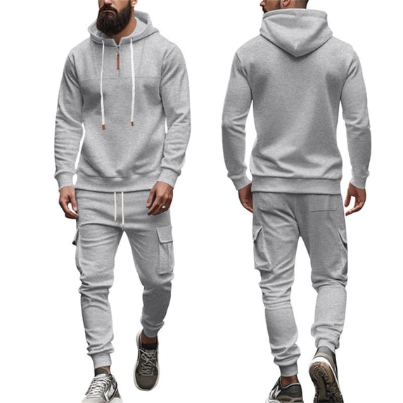 CONFREE Mens Sweatsuit 2 Peice Sets Casual Men's Jogging Tracksuit Set Solid Pullover Hoodies Pants Athletic Sweat Suit for Men