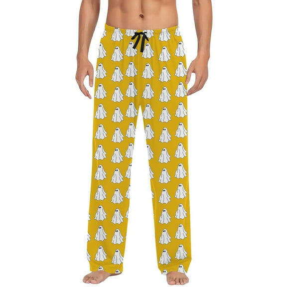 CONFREE Mens Halloween Pajama Pants Hallowmas Pj Pants for Men Pumpkin Ghost Print Lounge Bottoms Elastic Waist Drawstring Sleepwear With Pockets