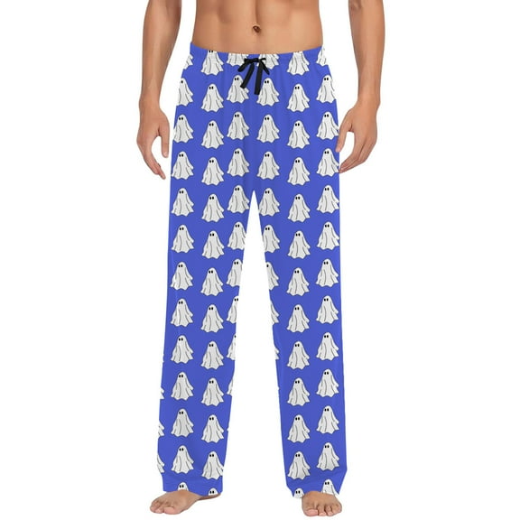 CONFREE Mens Halloween Pajama Pants Hallowmas Pj Pants for Men Pumpkin Ghost Print Lounge Bottoms Elastic Waist Drawstring Sleepwear With Pockets