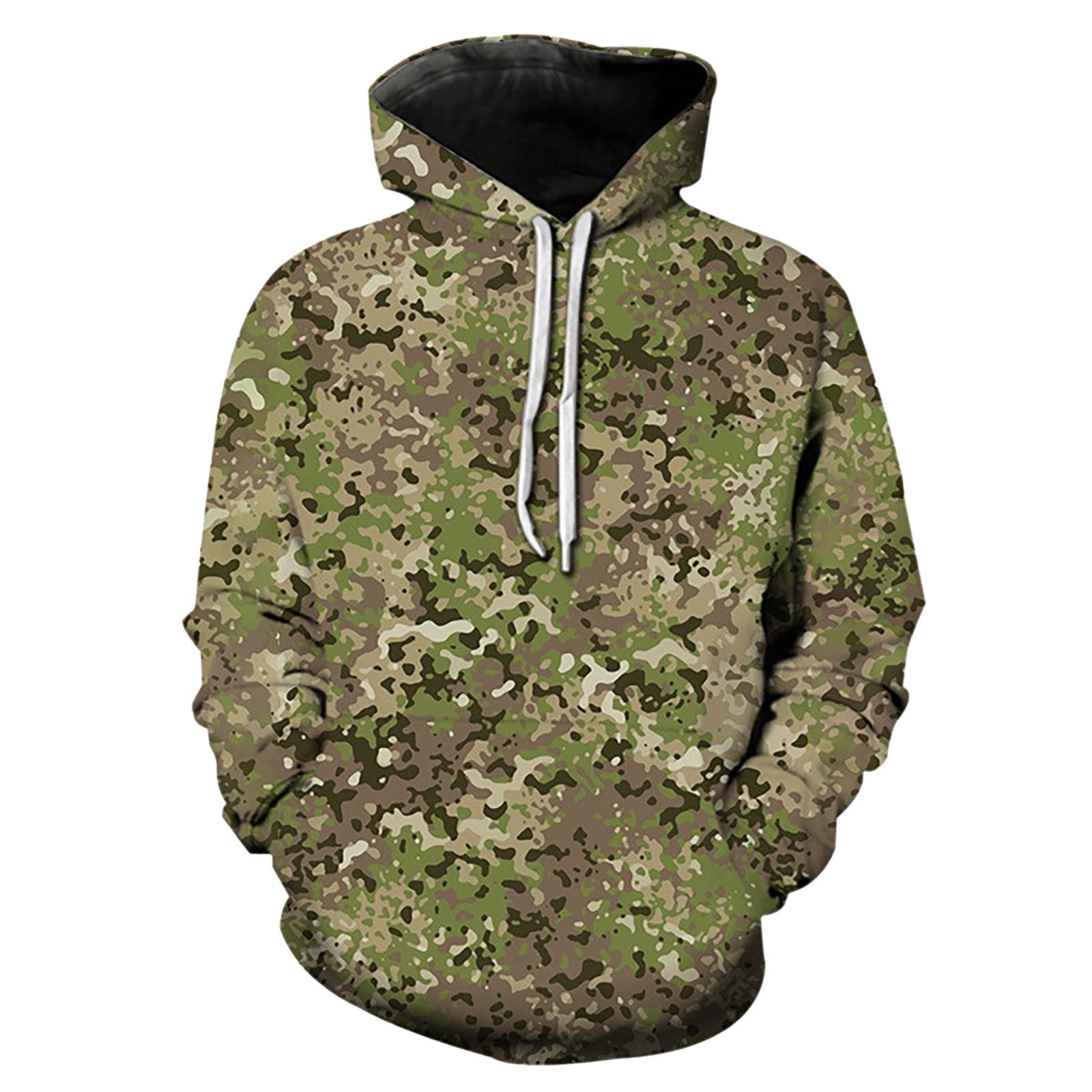 CONFREE Mens Hoodie Camouflage Prints Hoodies For Men Graphic Long Sleeve Casual Pullover Hooded Sweatshirts With Pockets