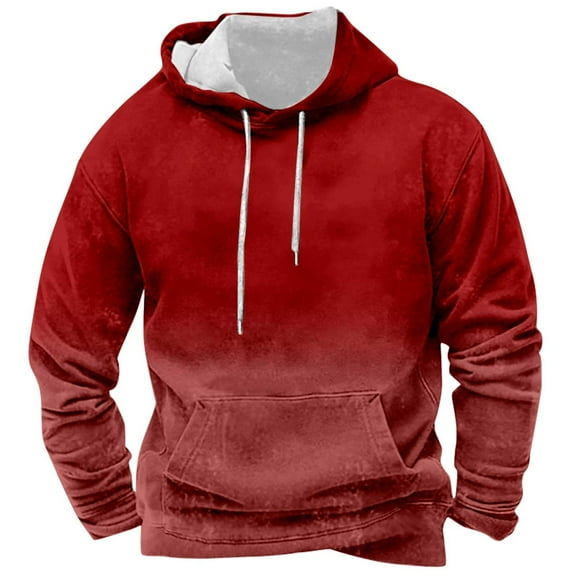 CONFREE Mens Hoodie Gradient Color Hoodies For Men Long Sleeve Casual Pullover Hooded Sweatshirts With Pockets