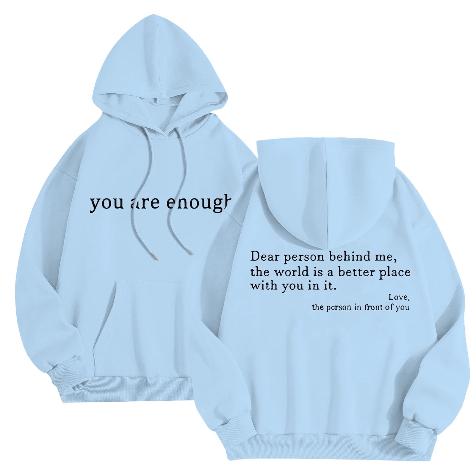 CONFREE Mens Hoodie Letter Prints Hoodies For Men Graphic Long Sleeve Casual Pullover Hooded Sweatshirts With Pockets
