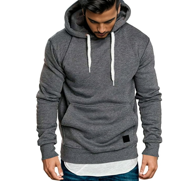 CONFREE Mens Hoodie Solid Color Hoodies For Men Long Sleeve Casual Pullover Hooded Sweatshirts With Pockets