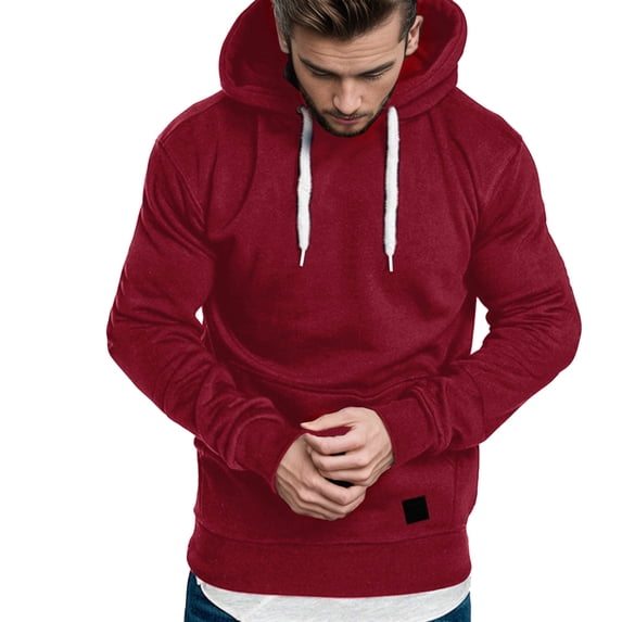 CONFREE Mens Hoodie Solid Color Hoodies For Men Long Sleeve Casual Pullover Hooded Sweatshirts With Pockets