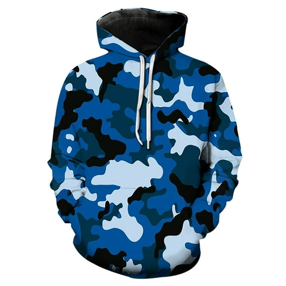 CONFREE Mens Hoodies Camouflage Prints Hoodies For Men Graphic Long Sleeve Casual Pullover Hooded Sweatshirts With Pockets