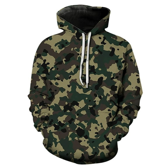 CONFREE Mens Hoodies Camouflage Prints Hoodies For Men Graphic Long Sleeve Casual Pullover Hooded Sweatshirts With Pockets