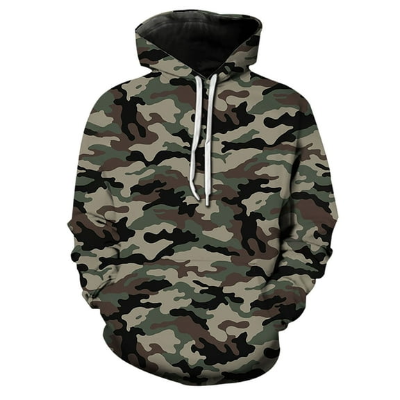 CONFREE Mens Hoodies Camouflage Prints Hoodies For Men Graphic Long Sleeve Casual Pullover Hooded Sweatshirts With Pockets