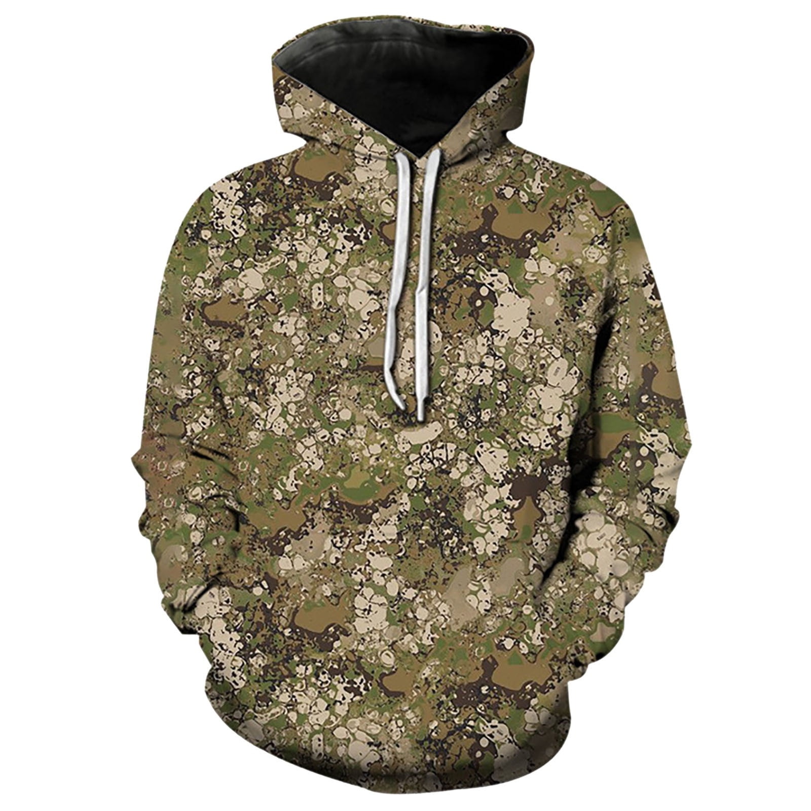 CONFREE Mens Hoodies Camouflage Prints Hoodies For Men Graphic Long Sleeve Casual Pullover Hooded Sweatshirts With Pockets