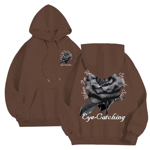 CONFREE Mens Hoodies Rose Prints Hoodies For Men Long Sleeve Casual Pullover Hooded Sweatshirts With Pockets