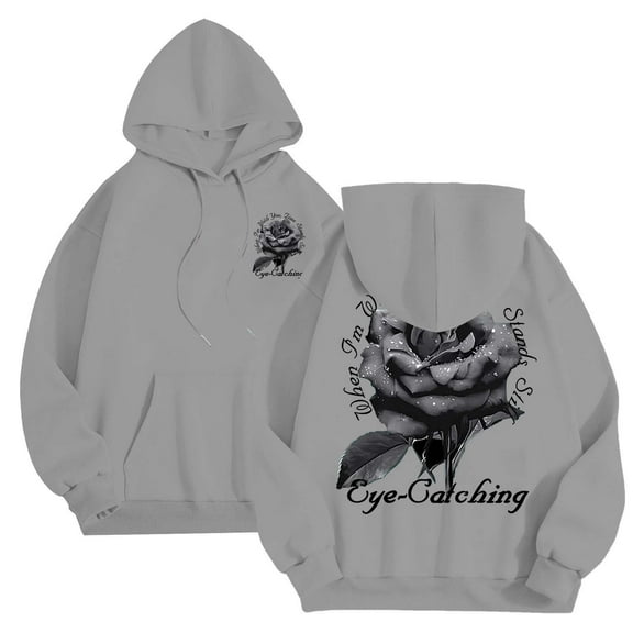 CONFREE Mens Hoodies Rose Prints Hoodies For Men Long Sleeve Casual Pullover Hooded Sweatshirts With Pockets