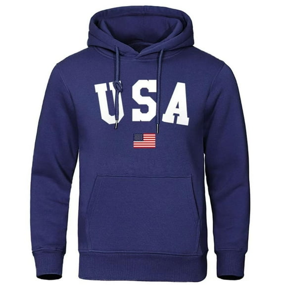 CONFREE Mens Hoodies Usa Flag Letter Prints Hoodies For Men Graphic Long Sleeve Casual Pullover Hooded Sweatshirts With Pockets