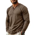 thumbnail image 1 of CONFREE Mens Long Sleeve Henley Shirts V Neck Solid Lightweight Tees, 1 of 9