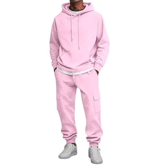 CONFREE Mens Sweatsuit 2 Peice Sets Athletic Tracksuit for Men Solid Y2K Hoodies Sweatpants Outfits Streetwear Fall Winter Track Suits Set