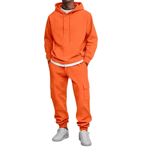 CONFREE Mens Sweatsuit 2 Peice Sets Athletic Tracksuit for Men Solid Y2K Hoodies Sweatpants Outfits Streetwear Fall Winter Track Suits Set