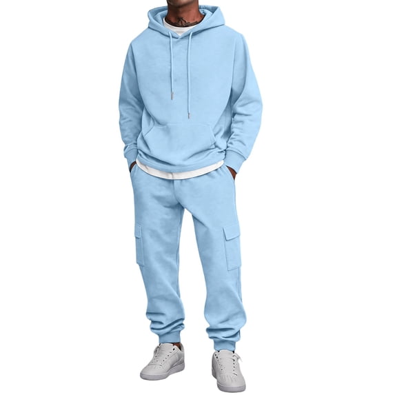 CONFREE Mens Sweatsuit 2 Peice Sets Athletic Tracksuit for Men Solid Y2K Hoodies Sweatpants Outfits Streetwear Fall Winter Track Suits Set
