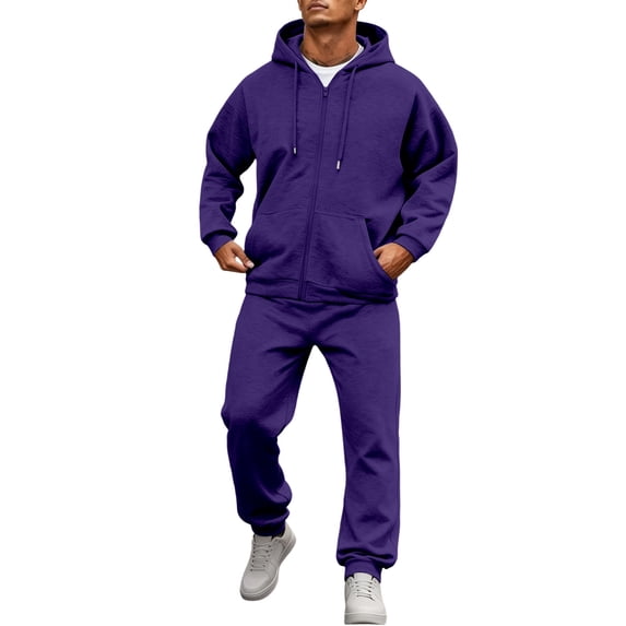 CONFREE Mens Sweatsuit 2 Peice Sets Athletic Tracksuit for Men Zip Up Hoodies Sweatpants Outfits Cozy Fall Winter Track Suits Set