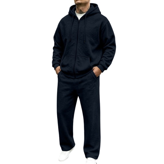 CONFREE Mens Sweatsuit 2 Peice Sets Athletic Tracksuit for Men Zip Up Hoodies Sweatpants Outfits Cozy Fall Winter Track Suits Set