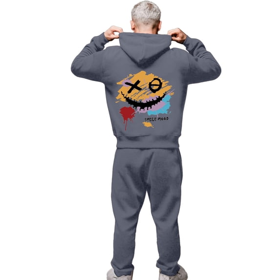 CONFREE Mens Sweatsuit 2 Peice Sets Casual Men's Jogging Tracksuit Set Graphic Y2K Pullover Hoodies Pants Athletic Sweat Suit for Men
