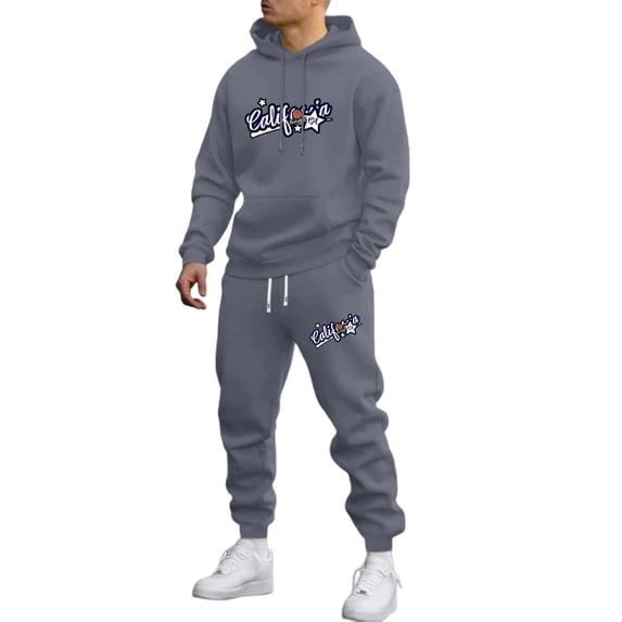 CONFREE Mens Sweatsuit 2 Peice Sets Casual Men's Jogging Tracksuit Set Graphic Y2K Pullover Hoodies Pants Athletic Sweat Suit for Men
