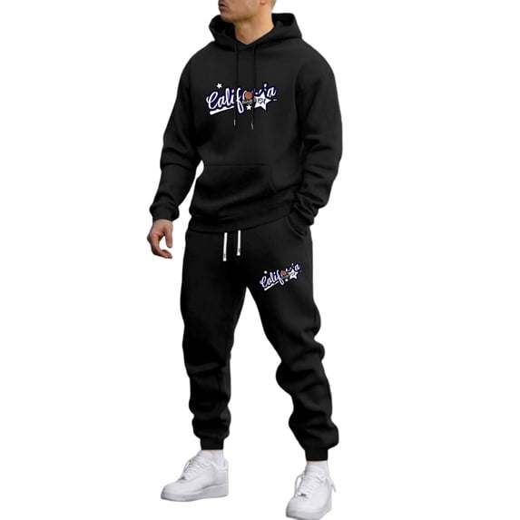 CONFREE Mens Sweatsuit 2 Peice Sets Casual Men's Jogging Tracksuit Set Graphic Y2K Pullover Hoodies Pants Athletic Sweat Suit for Men