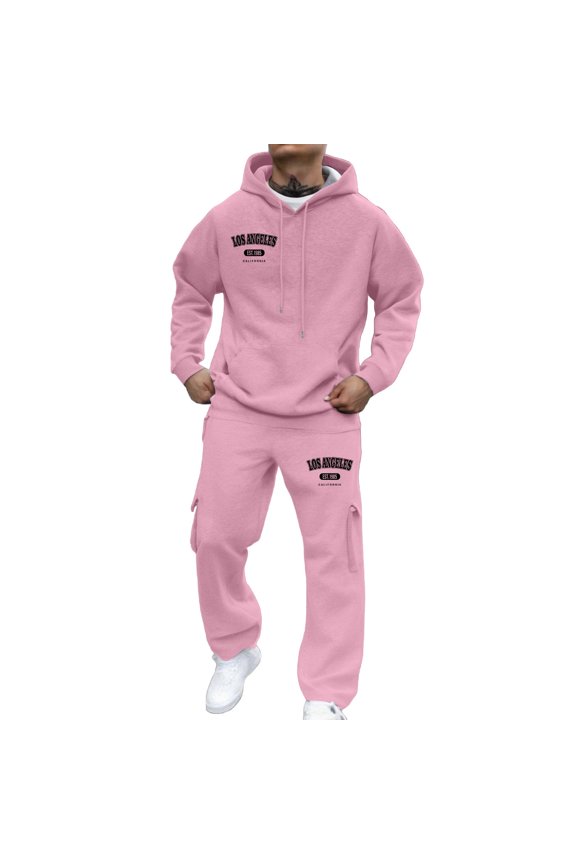 Mens Sweatsuit 2 Peice Sets Casual Men's Jogging Tracksuit Set Letter Graphic Y2K Pullover Hoodies Pants Athletic Sweat Suit for Men