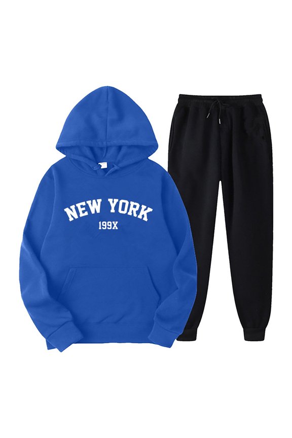 Mens Sweatsuit 2 Peice Sets Casual Men's Jogging Tracksuit Set Letter Graphic Y2K Pullover Hoodies Pants Athletic Sweat Suit for Men