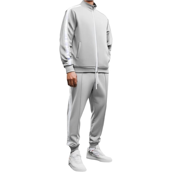 CONFREE Mens Sweatsuit 2 Peice Sets Casual Men's Jogging Tracksuit Set Patchwork Color Zip Pullover Sweatshirts Pants Athletic Sweat Suit for Men