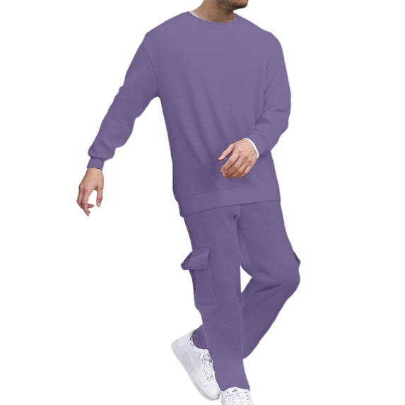 CONFREE Mens Sweatsuit 2 Peice Sets Casual Men's Jogging Tracksuit Set Solid Pullover Sweatshirts Pants Athletic Sweat Suit for Men