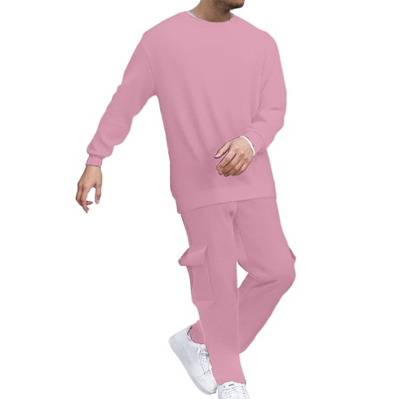 CONFREE Mens Sweatsuit 2 Peice Sets Casual Men's Jogging Tracksuit Set Solid Pullover Sweatshirts Pants Athletic Sweat Suit for Men