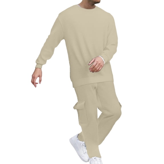 CONFREE Mens Sweatsuit 2 Peice Sets Casual Men's Jogging Tracksuit Set Solid Pullover Sweatshirts Pants Athletic Sweat Suit for Men