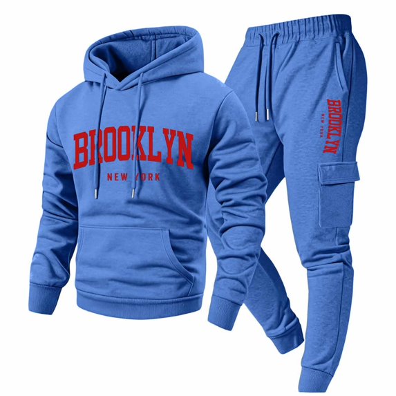 CONFREE Mens Tracksuit 2 Peice Athletic Sweat Suit for Men Letter Graphic Y2K Hoodies Joggers Outfits Cozy Fall Winter Sweatsuits Set