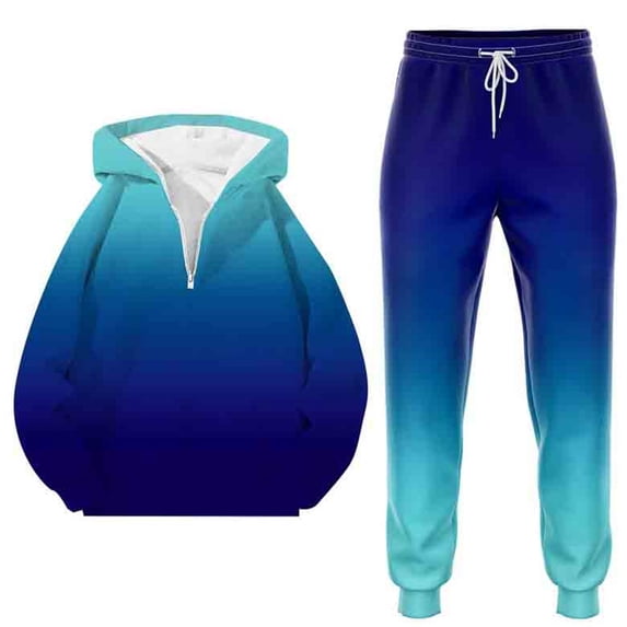 CONFREE Mens Tracksuit 2 Peice Sets Casual Men's Jogging Sweatsuit Set Gradient Color Zip Hoodies Pants Athletic Sweat Suit for Men