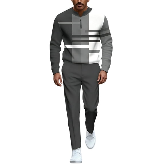 CONFREE Mens Tracksuit 2 Peice Sets Casual Men's Jogging Sweatsuit Set Graphic Sweatshirts Pants Athletic Sweat Suit for Men
