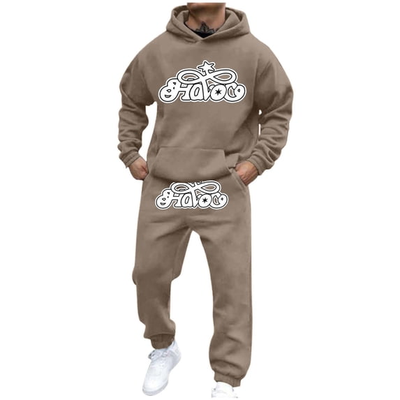 CONFREE Mens Tracksuit 2 Peice Sets Casual Men's Jogging Sweatsuit Set Graphic Y2K Pullover Hoodies Pants Athletic Sweat Suit for Men