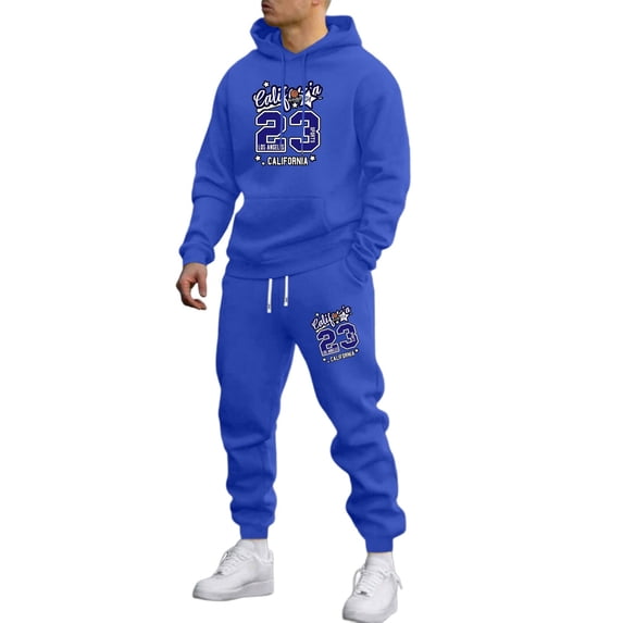 CONFREE Mens Tracksuit 2 Peice Sets Casual Men's Jogging Sweatsuit Set Number 23 Graphic Y2K Pullover Hoodies Pants Athletic Sweat Suit for Men