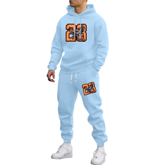 CONFREE Mens Tracksuit 2 Peice Sets Casual Men's Jogging Sweatsuit Set Number 23 Graphic Y2K Pullover Hoodies Pants Athletic Sweat Suit for Men