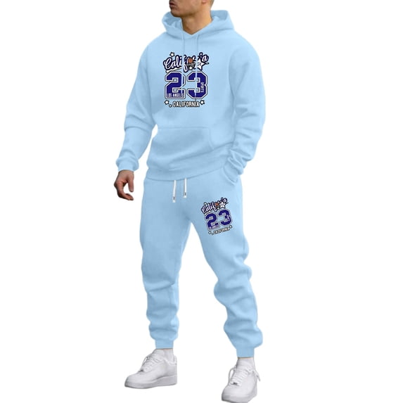 CONFREE Mens Tracksuit 2 Peice Sets Casual Men's Jogging Sweatsuit Set Number 23 Graphic Y2K Pullover Hoodies Pants Athletic Sweat Suit for Men