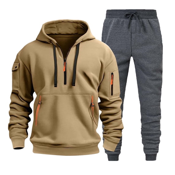 CONFREE Mens Tracksuit 2 Peice Sets Casual Men's Jogging Sweatsuit Set Solid Zip Pullover Hoodies Pants Athletic Sweat Track Suit for Men