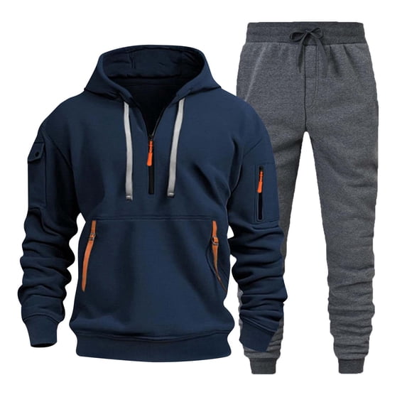 CONFREE Mens Tracksuit 2 Peice Sets Casual Men's Jogging Sweatsuit Set Solid Zip Pullover Hoodies Pants Athletic Sweat Track Suit for Men