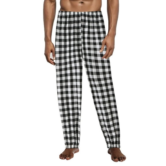 CONFREE Pajama Pants for Men Oversized Pj Pants for Men Plaid Lounge Bottoms Elastic Waist Sleepwear With Pockets