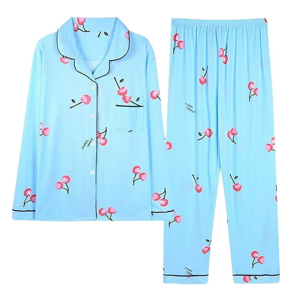 CONFREE Pajamas For Women Set Long Sleeve Cartoon Graphic Print Sleepwear Tops Pants Fall Homewear Sets Lovely Nightwear