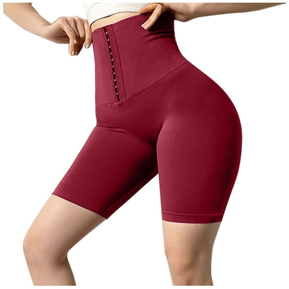 CONFREE Short Leggings For Women High Waist Compression Capri Leggings For Women Solid Color Workout Exercise Fitness Biker Yoga Shorts