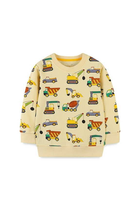 Sweatshirt For Boy Long Sleeve Boys Pullover Sweatshirt Cartoon Excavator Soft Fall Winter Clothes Shirts