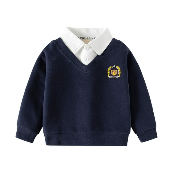 CONFREE Sweatshirt For Boy Long Sleeve Boys Pullover Sweatshirt Patchwork Color Soft Fall Winter Clothes Shirts