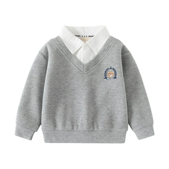 CONFREE Sweatshirt For Boy Long Sleeve Boys Pullover Sweatshirt Patchwork Color Soft Fall Winter Clothes Shirts