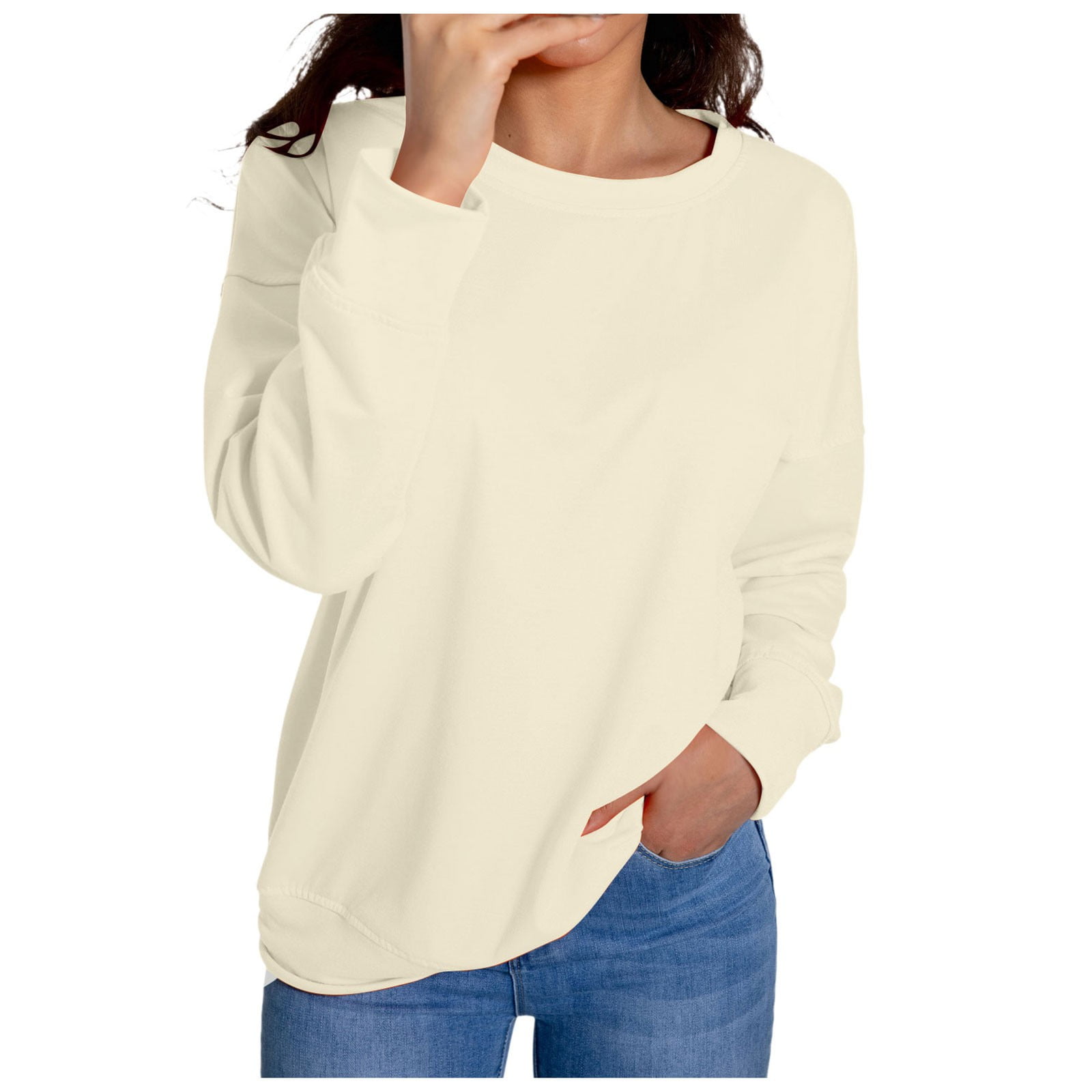 CONFREE Sweatshirts For Women Long Sleeve Ladys Basic Sweatshirt Solid CONFREE Sweatshirts For Women Long Sleeve Ladys Basic Sweatshirt Solid