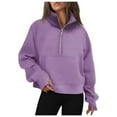 thumbnail image 1 of CONFREE Sweatshirts For Women Long Sleeve Ladys Sweatshirt Half Zip Solid Color Fleece Spring Fall Clothes Shirts, 1 of 3